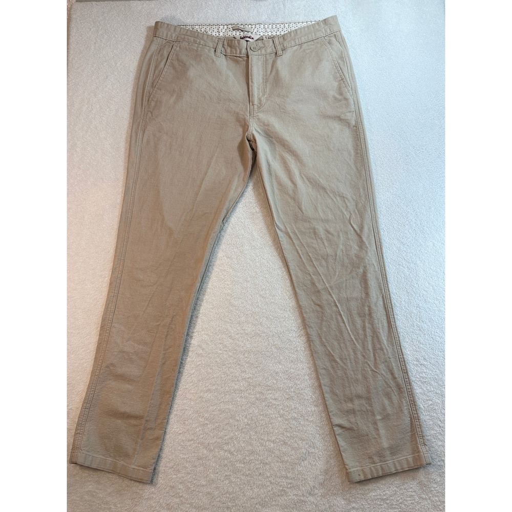 Fabindia Mens Slim Fit Khaki Chinos Tan 100% Cotton Pants Size 36